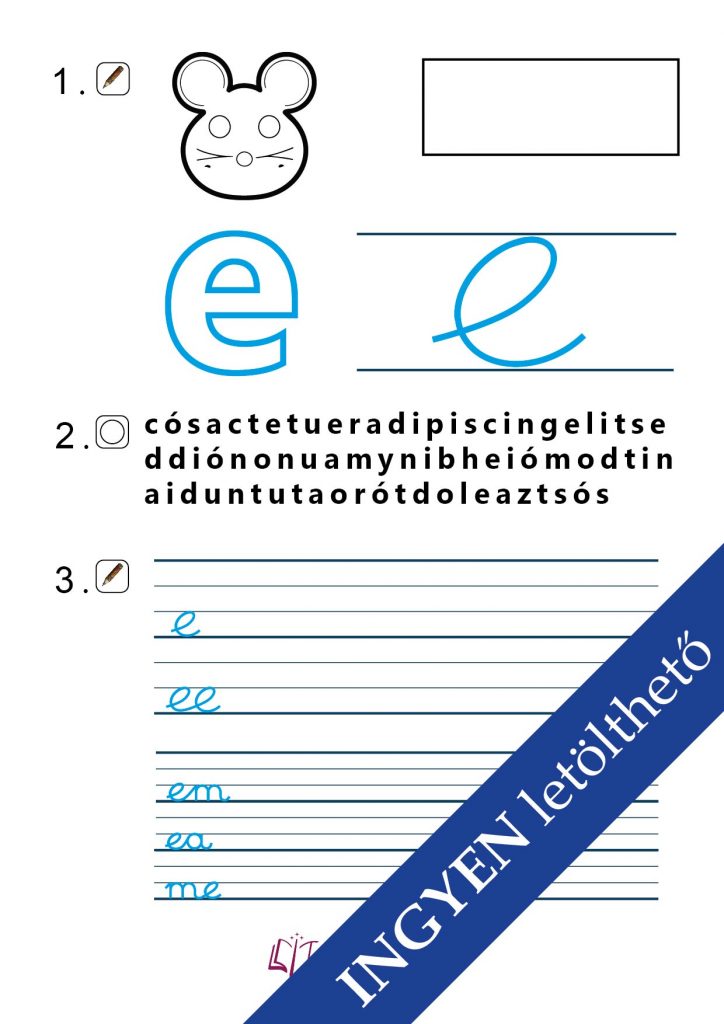 Az „e” betű írásának gyakorlása játékosan