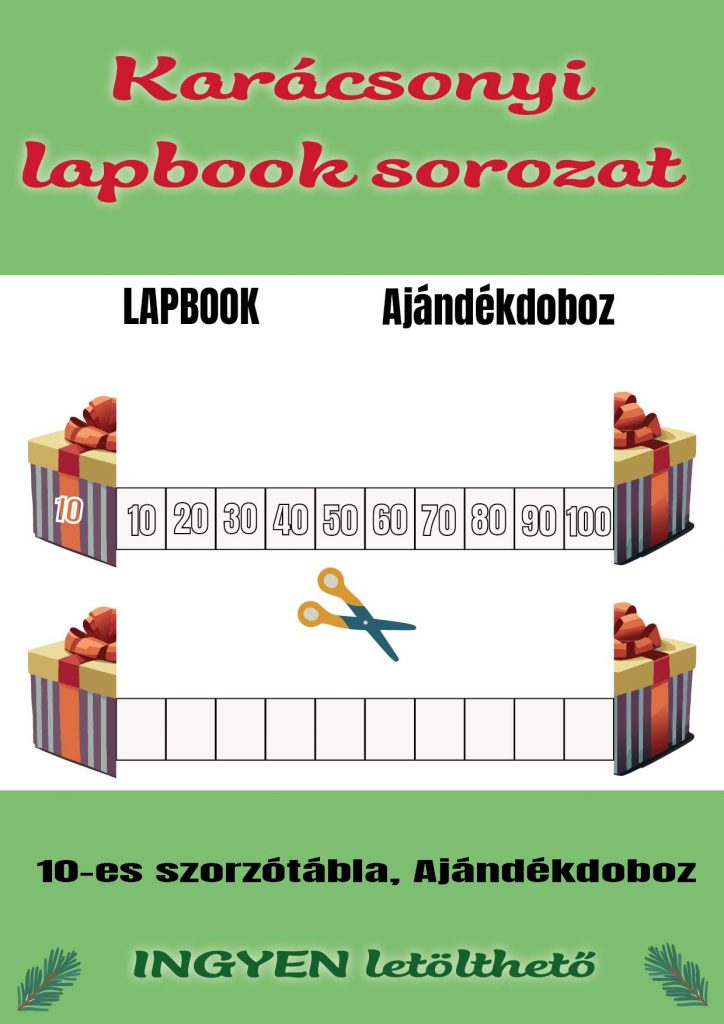 Karácsonyi lapbook sorozat / 10-es szorzótábla, Ajándékdoboz/