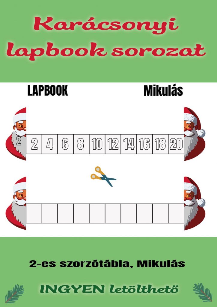 Karácsonyi lapbook sorozat / 2-es szorzótábla, Mikulás/