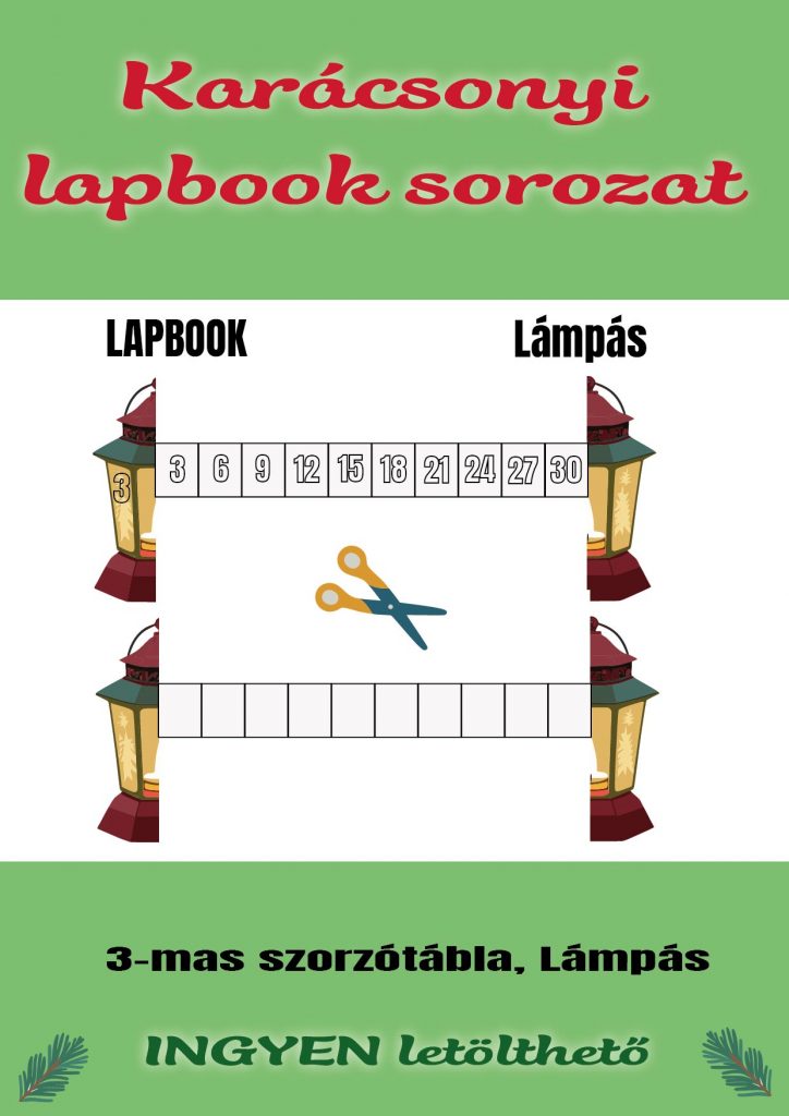 Karácsonyi lapbook sorozat / 3-mas szorzótábla, Lámpás/