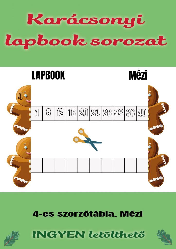Karácsonyi lapbook sorozat / 4-es szorzótábla, Mézi/