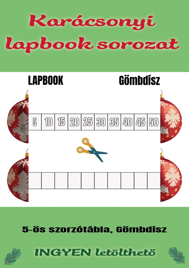 Karácsonyi lapbook sorozat / 5-ös szorzótábla, Gömbdísz/
