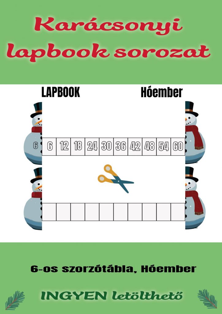 Karácsonyi lapbook sorozat /6-os szorzótábla, Hóember/