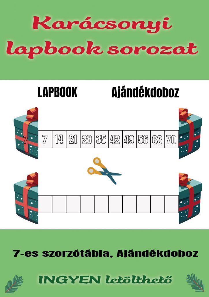 Karácsonyi lapbook sorozat / 7-es szorzótábla, Ajándékdoboz/