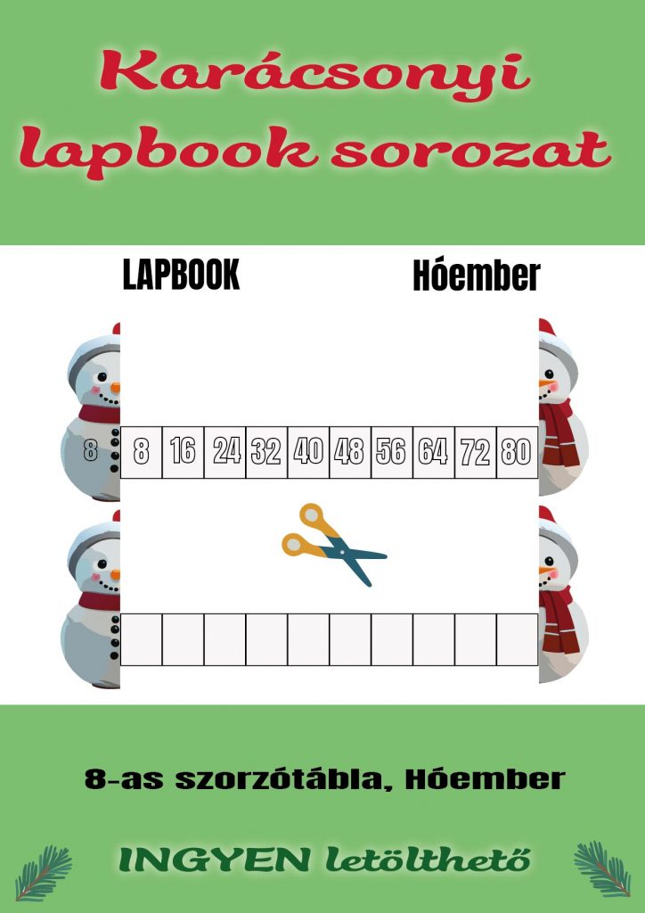 Karácsonyi lapbook sorozat / 8-as szorzótábla, Hóember/