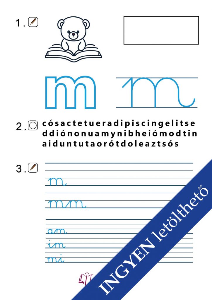 A „m” betű írásának gyakorlása játékosan
