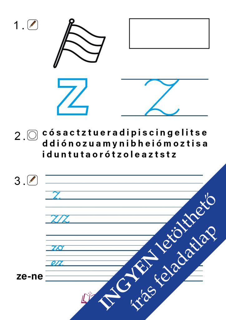 Színezhető feladatlap a „z” betű írásának gyakorlásához – játékos tanulás gyerekeknek