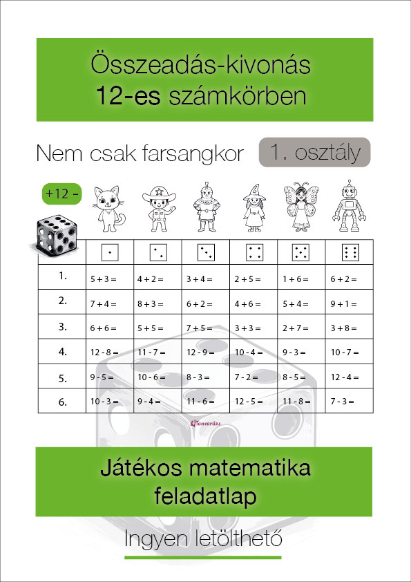 Játékos matematika feladatlap 1. osztályosoknak – Összeadás és kivonás gyakorlása színezős játékban