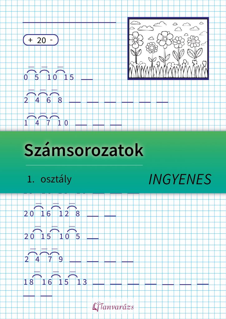 Számsorozatok első osztály – Nyomtatható matek feladatlap a 20-as számkörben! Játékos gyakorlófeladat növekvő, csökkenő és váltakozó számsorozatok tanulásához. A gyerekek beírhatják a hiányzó számokat, miközben fejlesztik a logikus gondolkodásukat és számolási készségüket.