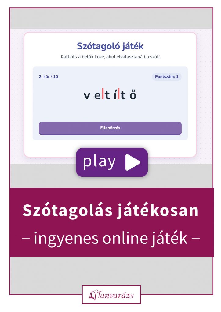 Szótagolás játékosan online feladat