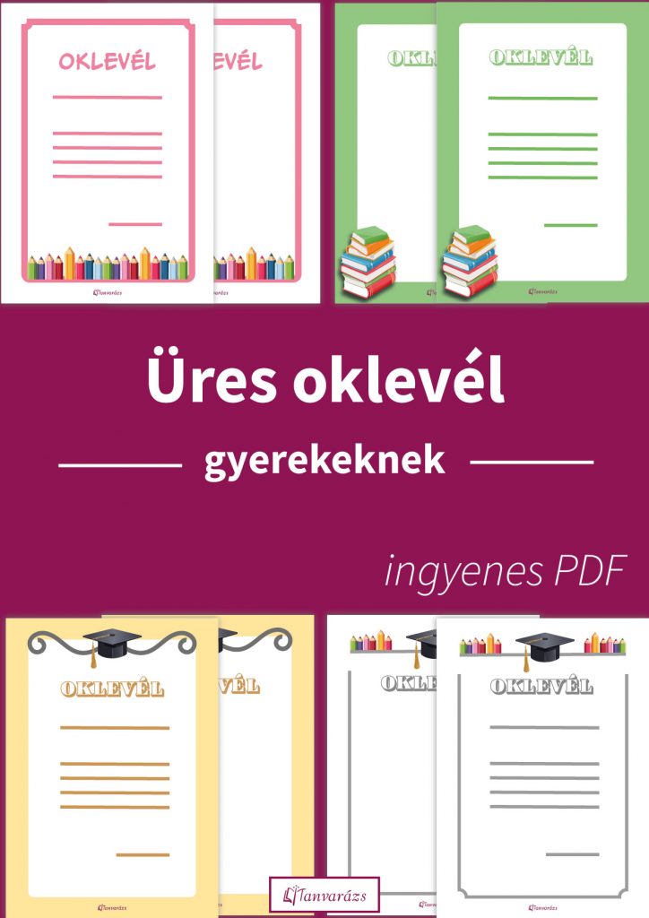 Négy különböző üres oklevél sablon gyerekeknek testreszabható középső résszel.